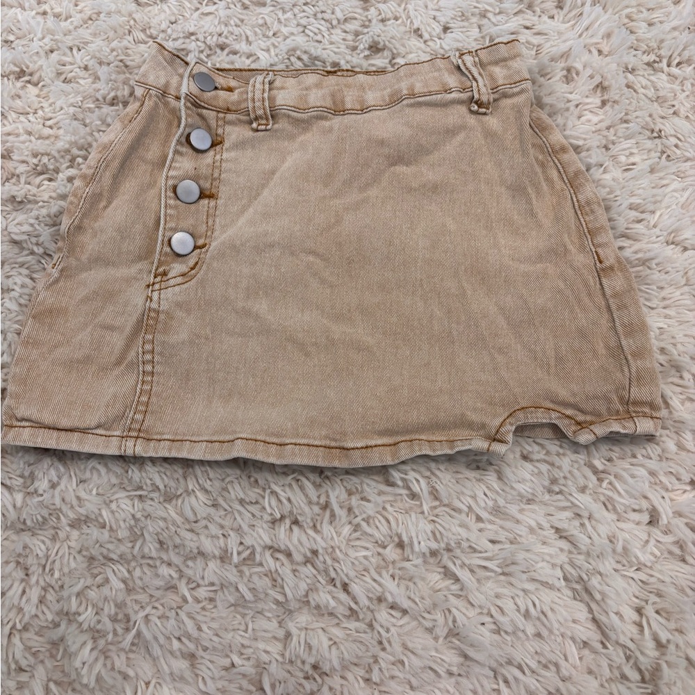 SHEIN Tan Mini Skirt with Button Detail